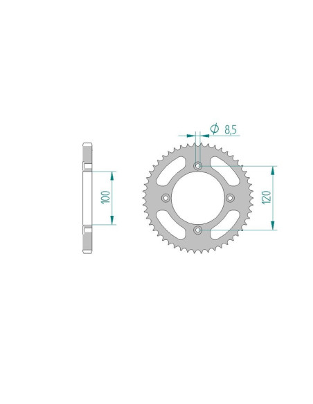 Kit chaine AFAM acier BETA 125 RR MOTARD LC pas 428 2010 à 2018