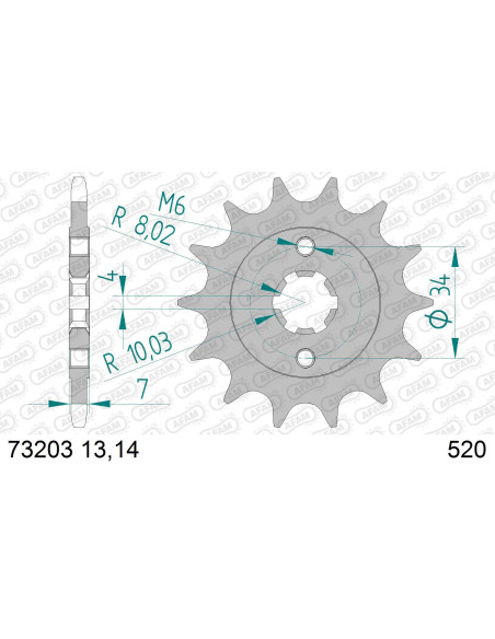 Kit chaine AFAM acier KTM 125 DUKE 125 4T 2014 à 2019 pignon