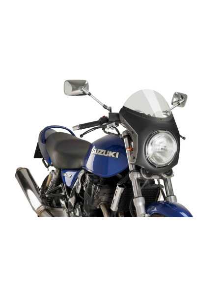 Tête  de fourche semi carénages Universel diametre 195mm carbone fumé clair