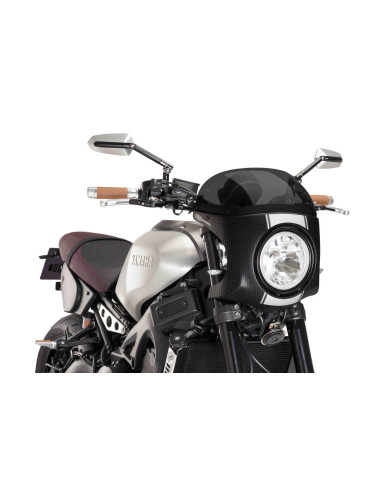 Tête  de fourche semi carénages Universel diametre 180mm carbone fumé foncé