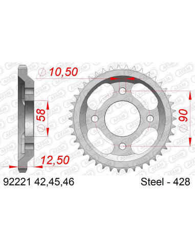 Kit chaine AFAM acier MASH 125 125 SEVENTY FIVE 2017 à 2018 couronne