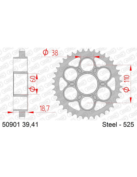 Kit chaine AFAM acier DUCATI 1200 1200 MONSTER R / S 2014 à  2018 couronne