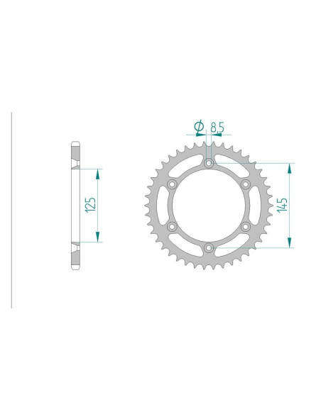 Kit chaine AFAM acier CAGIVA 125 K-7 pas 520 1989 à 1992