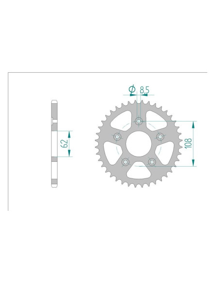 Kit chaine AFAM acier CAGIVA 125 MITO EV pas 520 2000 à 2003