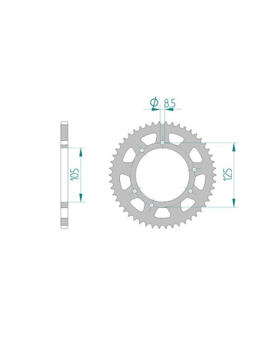 Kit chaine AFAM acier DERBI SENDA 50 SM1 pas 420 2000 à 2001