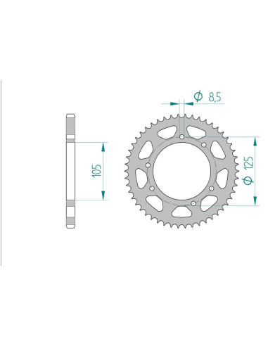 Kit chaine AFAM acier DERBI SENDA 125 SM BAJA pas 428 2007 à 2011