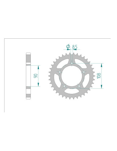 Kit chaine AFAM acier DUCATI 600 PANTAH pas 530 1982 à 1982