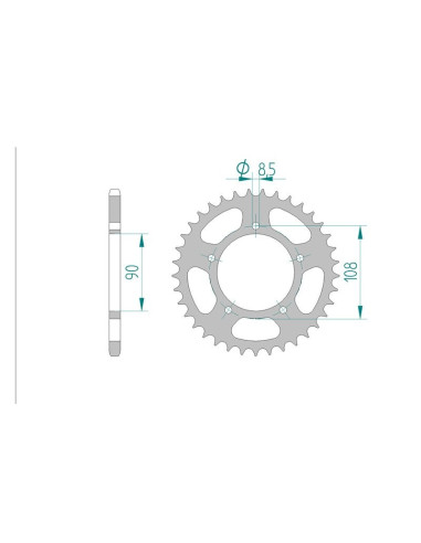 Kit chaine AFAM acier DUCATI 750 PASO pas 520 1987 à 1990