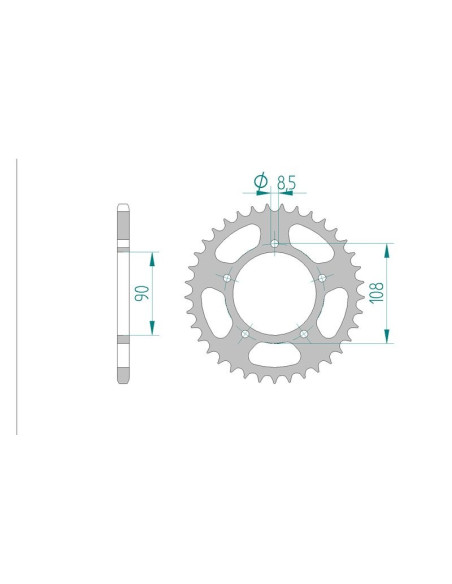 Kit chaine AFAM acier DUCATI 750 PASO pas 520 1987 à 1990