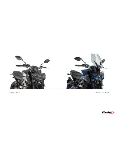 Support bulle MEM PUIG pour YAMAHA MT-09 comparatif avec origine