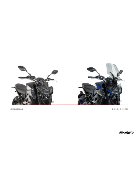 Support bulle MEM PUIG pour YAMAHA MT-09 comparatif avec origine