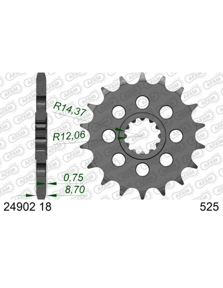 Kit chaine AFAM acier KAWASAKI H2 SX / SE pignon