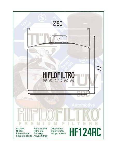 Filtre à huile HF124RC HIFLO FILTRO Racing Kawasaki dimensions
