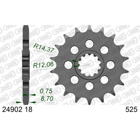 Pignon AFAM pour moto au pas de 525 24902 KAWASAKI H2