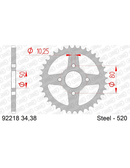Kit chaine AFAM acier SYM 200 TRACK RUNNER 200 2005 à 2009 couronne