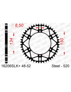 AFAM COURONNE ACIER au pas de 520 SLK