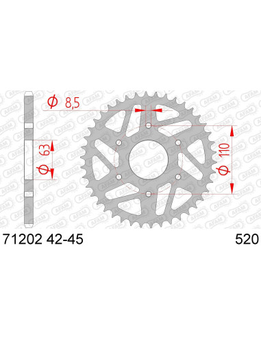 Kit chaine AFAM acier KTM 390 DUKE 390 2014 à 2020 couronne