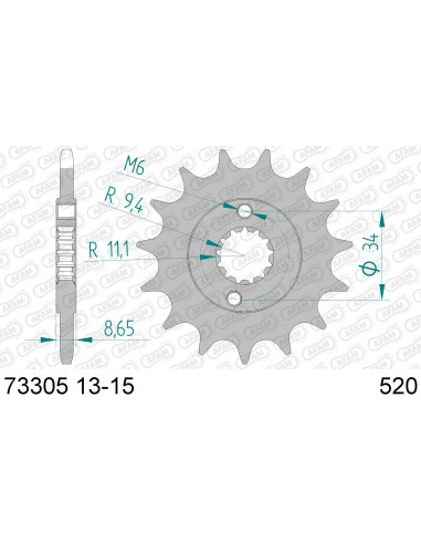 Kit chaine AFAM acier KTM 390 DUKE 390 2014 à 2020 pignon