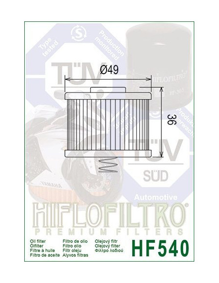 Filtre à huile HF540 HIFLO FILTRO dimensions