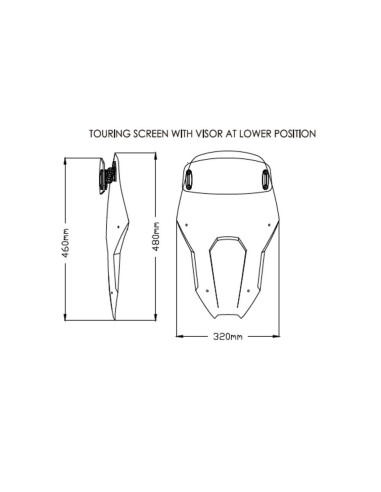 Bulle Touring avec visière PUIG pour Honda CRF1100 L Africa Twin dimension