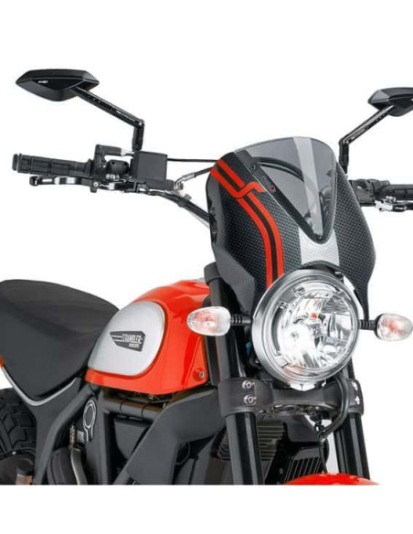 Saute vent PUIG Retrovision pour DUCATI Scrambler Classic look carbone rouge