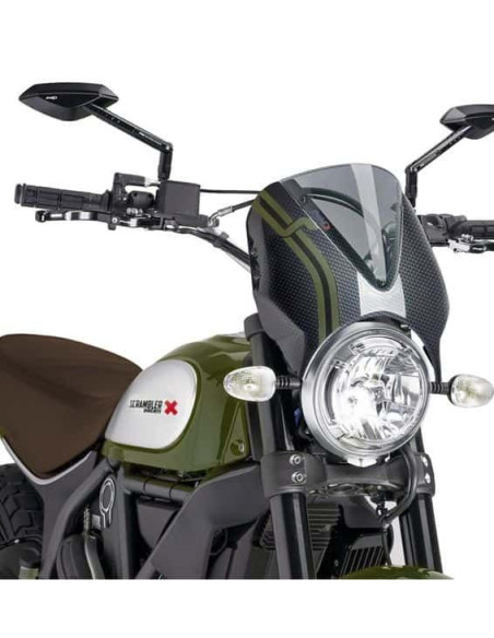 Saute vent PUIG Retrovision pour DUCATI Scrambler Classic look carbone vert