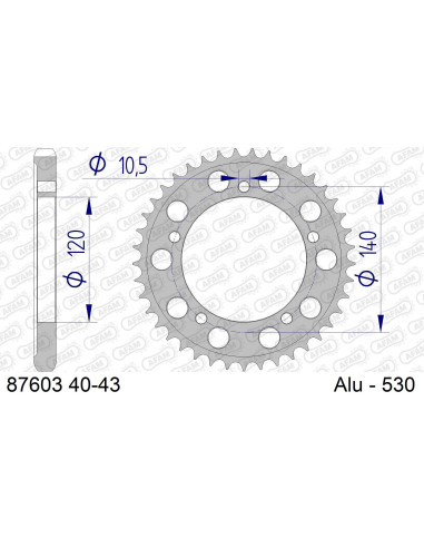 Kit chaine AFAM alu SUZUKI GSX-R 1000 K7,K8 pas 530 2007 à 2008