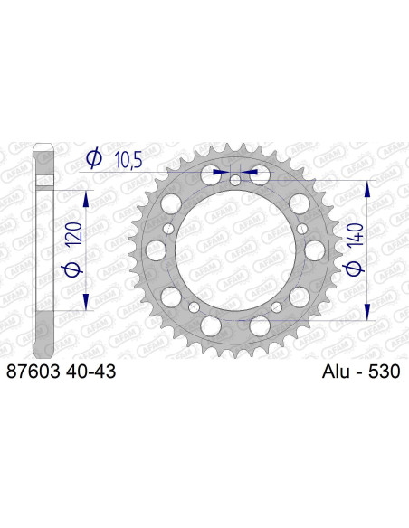 Kit chaine AFAM alu SUZUKI GSX-R 1000 K7,K8 pas 530 2007 à 2008