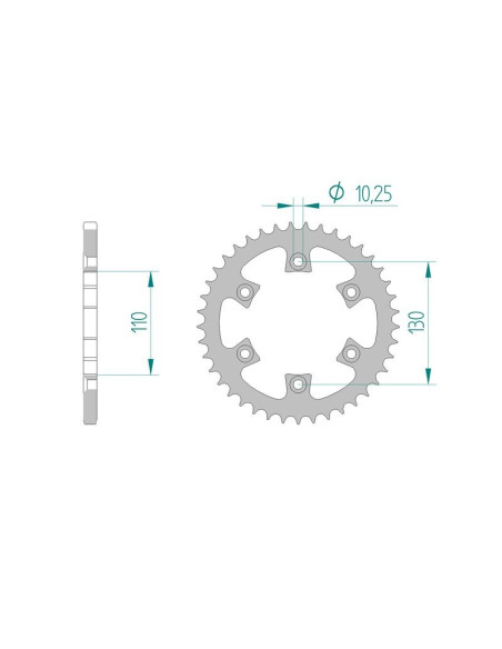 Kit chaine AFAM acier GAS-GAS 250 WILD QUAD 2T pas 520 2004 à 2004