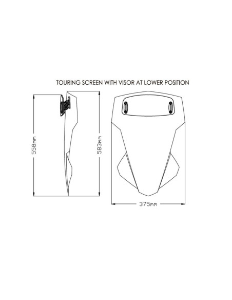 Bulle Touring avec visière PUIG pour Yamaha MT-07 Tracer dimension base