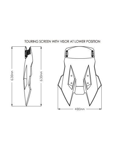 Bulle Touring avec visière PUIG pour Suzuki DL 1050 XT V-Strom dimensions