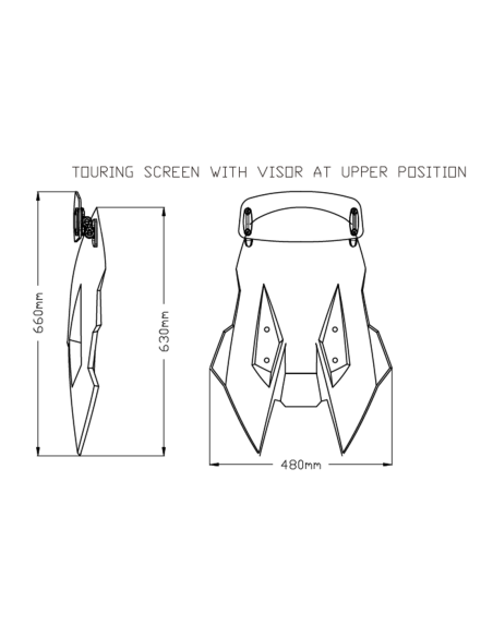 Bulle Touring avec visière PUIG pour Suzuki DL 1050 XT V-Strom dimensions haut