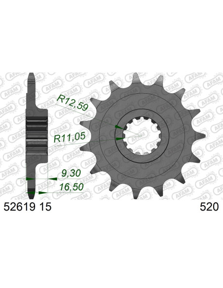 Kit chaine AFAM acier DUCATI 821 821 MONSTER 2014 à 2020 pignon