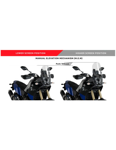 Support bulle MEM PUIG avec bulle Touring pour Yamaha Ténéré 700