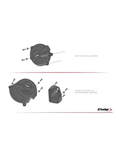 Kit protection carter PUIG pour KAWASAKI Z1000 montage