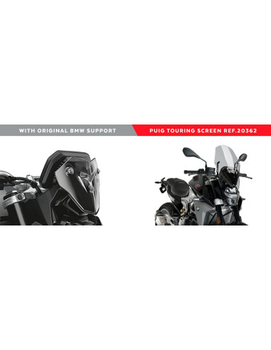 Saute vent Naked new generation touring BMW F900R 2020 pour support origine comparatif monté