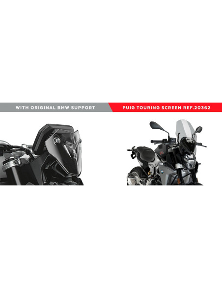 Saute vent Naked new generation touring BMW F900R 2020 pour support origine comparatif monté
