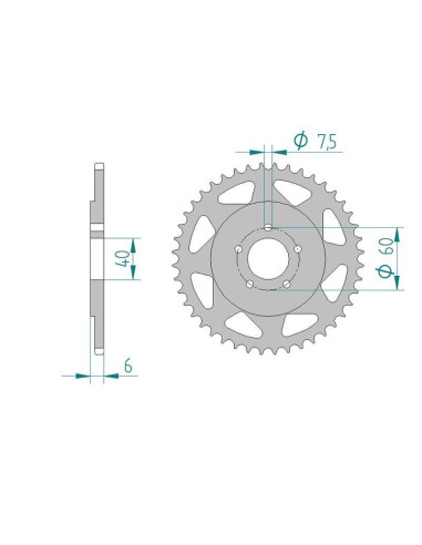 Kit chaine AFAM alu KTM SX 50 pro senior LC 2005 2008 couronne