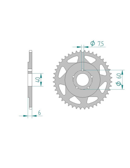 Kit chaine AFAM alu KTM SX 50 pro senior LC 2005 2008 couronne