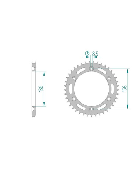 Kit chaine AFAM acier GAS-GAS 450 FSE/ EC-F pas 520 2003 à 2009