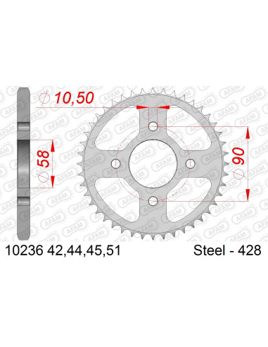 Kit chaine AFAM acier HONDA CBR 125 R B,C,D pas 428 2011 à 2016