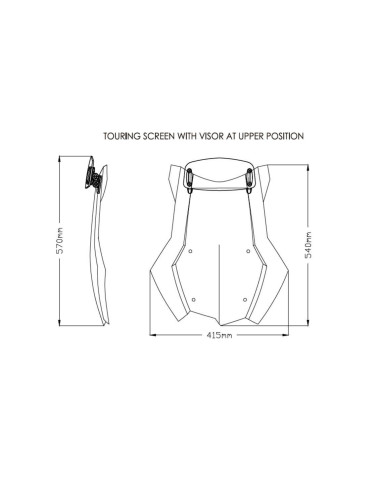 Bulle Touring avec visière PUIG pour BMW F850 GS Adventure dimensions