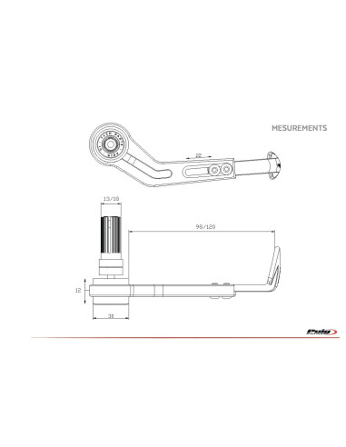 Protection de levier d'embrayage Puig Universel dimensions 2