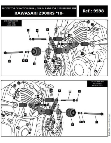 Protection moteur PUIG VINTAGE pour KAWASAKI Z900 RS 2018 2019 eclaté