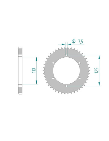 Kit chaine AFAM acier HARLEY DAVIDSON 125 SST pas 428 1978 à 1978
