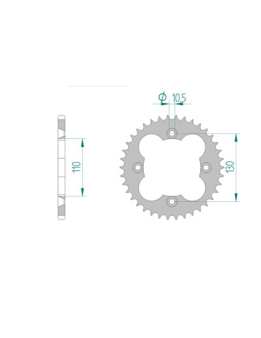 Kit chaine AFAM acier HONDA TRX 450 R/ER 6,7,8,9,A,A,B pas 520 2006 à 2011