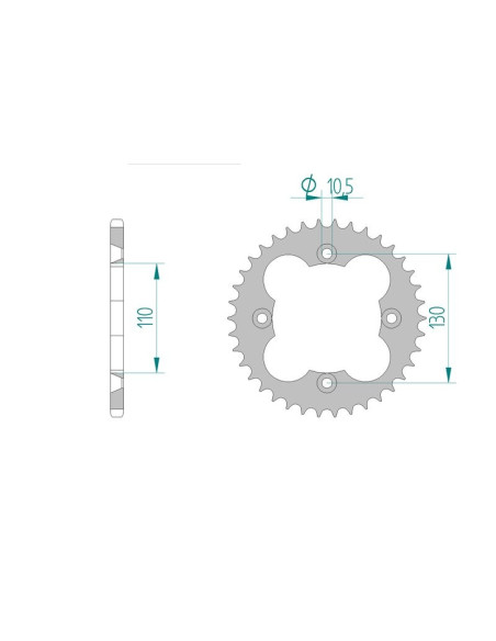 Kit chaine AFAM acier HONDA TRX 450 R/ER 6,7,8,9,A,A,B pas 520 2006 à 2011