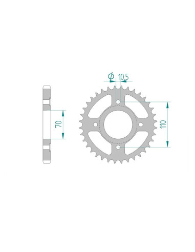 Kit chaine AFAM acier HONDA CB 250 N A pas 530 1979 à 1980