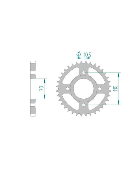 Kit chaine AFAM acier HONDA CB 250 T pas 530 1978 à 1978
