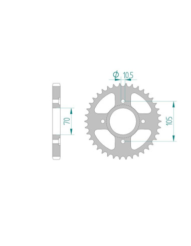 Kit chaine AFAM acier HONDA CB 350 F FOUR pas 530 1972 à 1976
